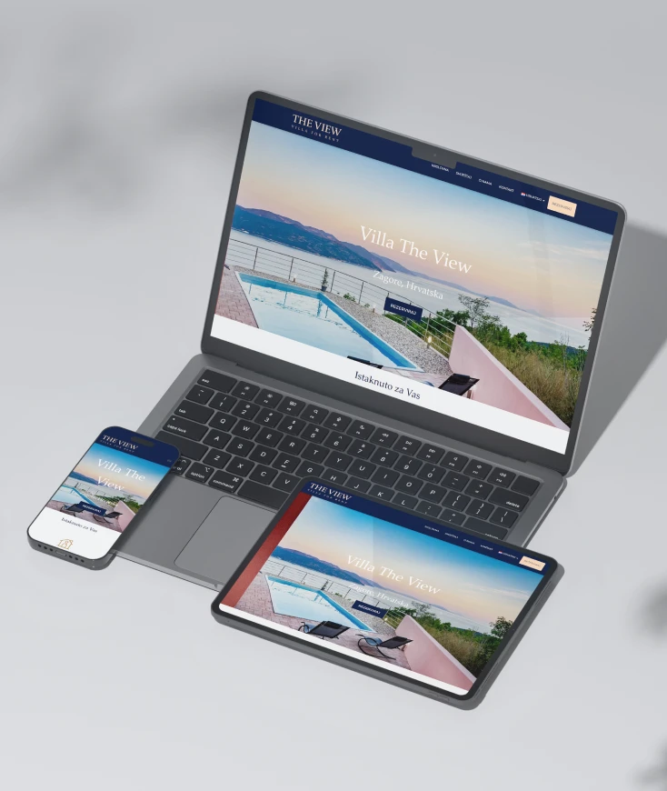 Web stranica Villa The View s kalendarom dostupnosti i više jezika